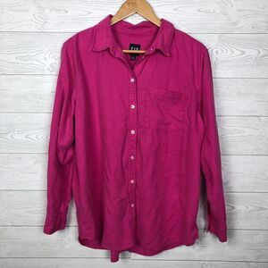 Gap Women's XL Linen Blend Long Sleeve Button Front Shirt Solid Pink Collared